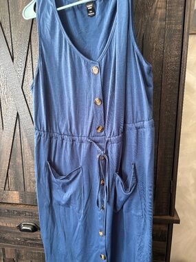 SHEIN blue dress with faux buttons
